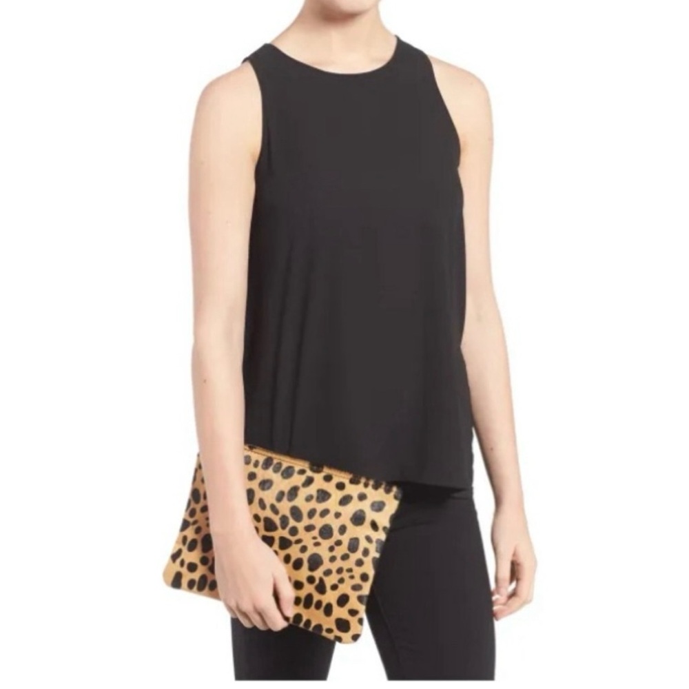 B.P. By Nordstrom Leopard Print Calf Hair Faux Leather Clutch Bag